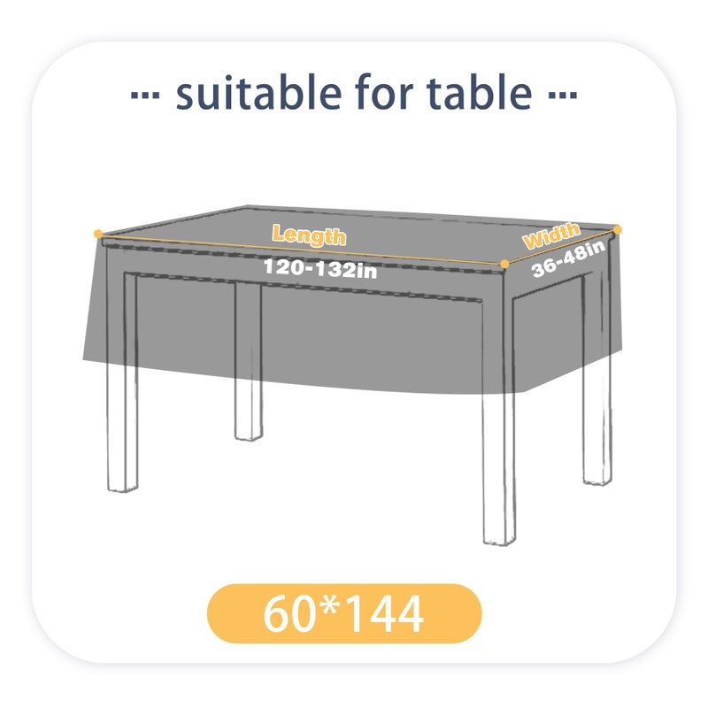JUCFHY Luxury Stripe Fabric Tablecloth, Heavy Weight Classic 100% Polyester Table Cover, No Iron, Water Resistance Soil Resistant Holiday Tablecloth for Dining Room,60 Inch x 144 Inch Oblong,Ivory White - Image 5